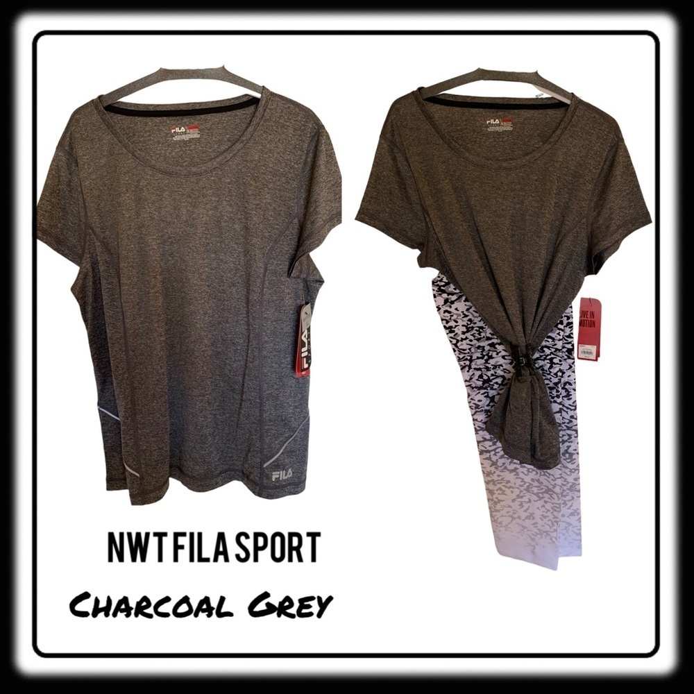 NWT FILA Sport charcoal workout shirt. size XL. Stretchy and lightweight!